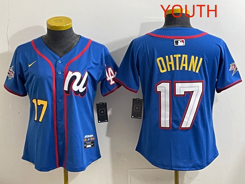 Youth 2025 Los Angeles Dodgers #17 Ohtani Blue Nike 2025 MLB All Star Jersey style 001